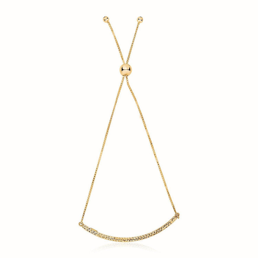 14k Yellow Gold Chain Bar Lariat Style Bracelet - Ellie Belle