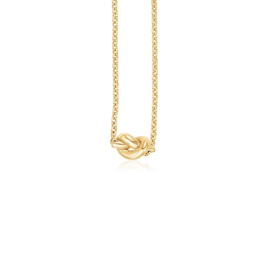 14k Yellow Gold Chain Necklace with Polished Knot - Ellie Belle