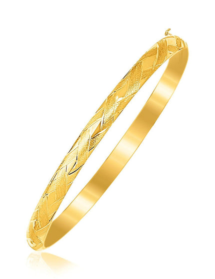 14k Yellow Gold Children's Bangle with Diamond Cuts - Ellie Belle
