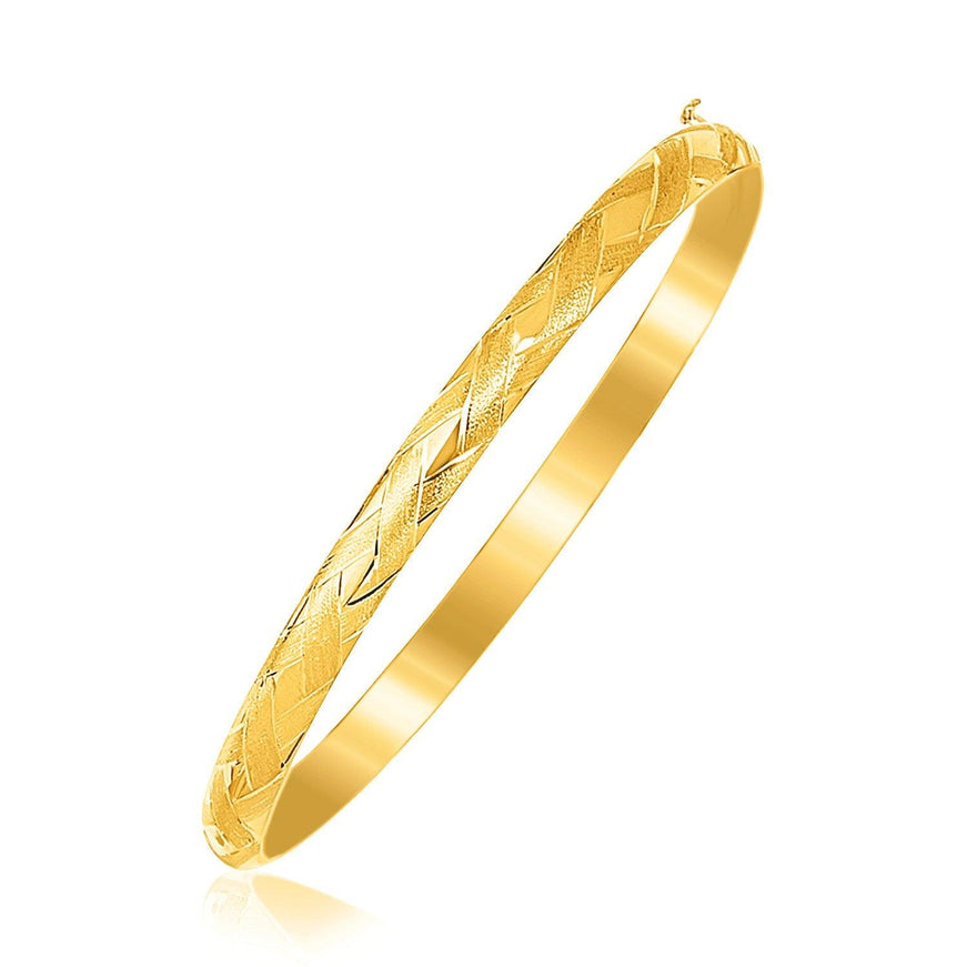 14k Yellow Gold Children's Bangle with Diamond Cuts - Ellie Belle