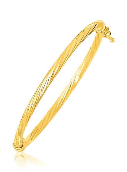 14k Yellow Gold Children's Bangle with Spiral Motif Style - Ellie Belle