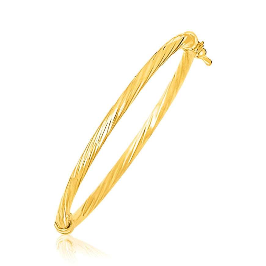 14k Yellow Gold Children's Bangle with Spiral Motif Style - Ellie Belle