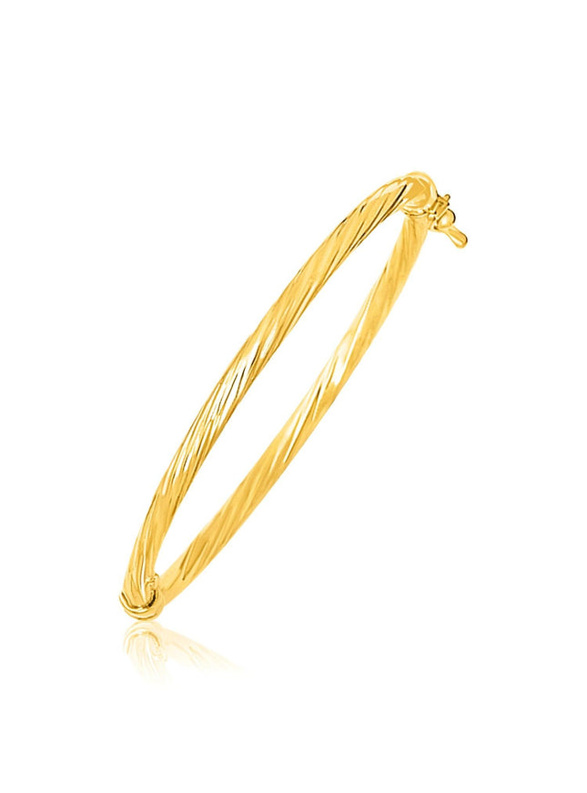 14k Yellow Gold Children's Bangle with Spiral Motif Style - Ellie Belle