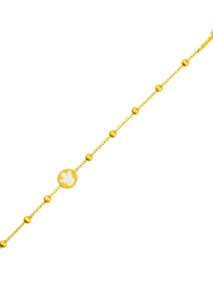 14k Yellow Gold Childrens Bracelet with Angel and Beads - Ellie Belle