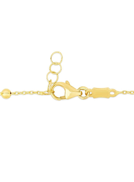 14k Yellow Gold Childrens Bracelet with Beads and Enameled Heart - Ellie Belle