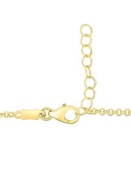 14k Yellow Gold Childrens Bracelet with Teddy Bear Heart and Bar - Ellie Belle