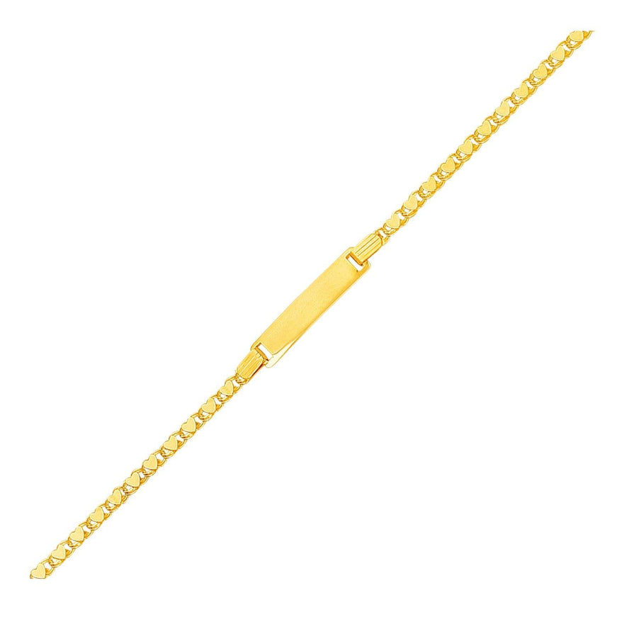 14k Yellow Gold Childrens Heart Link ID Bracelet - Ellie Belle