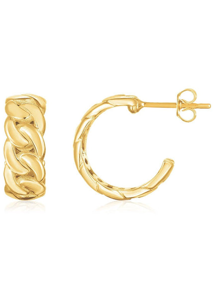 14k Yellow Gold Chunky Curb Chain Hoop Earrings - Ellie Belle