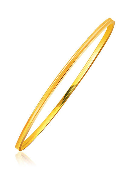 14k Yellow Gold Concave Motif Thin Stackable Bangle - Ellie Belle