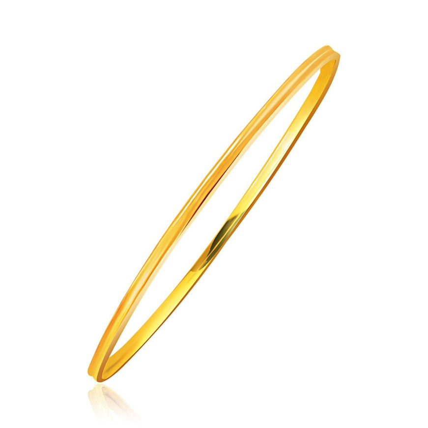 14k Yellow Gold Concave Motif Thin Stackable Bangle - Ellie Belle