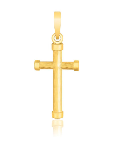 14k Yellow Gold Cross Pendant with Rounded Ends - Ellie Belle