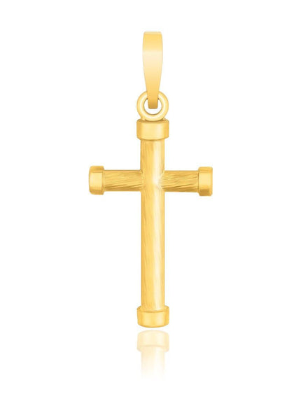 14k Yellow Gold Cross Pendant with Rounded Ends - Ellie Belle