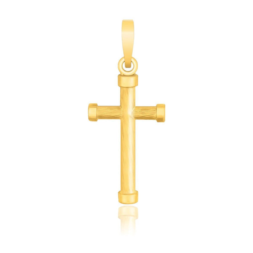 14k Yellow Gold Cross Pendant with Rounded Ends - Ellie Belle