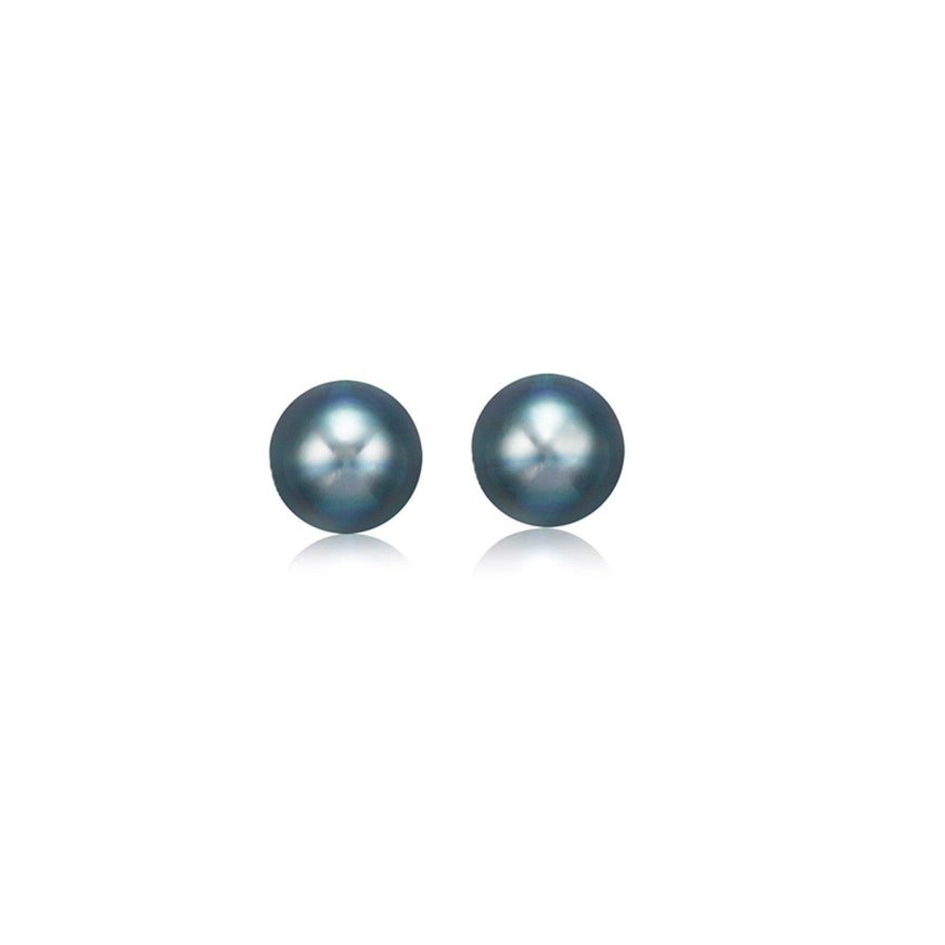 14k Yellow Gold Cultured Black Pearl Stud Earrings (6.0 mm) - Ellie Belle