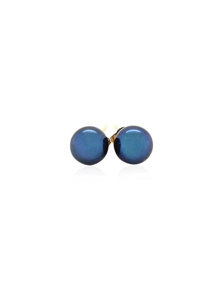 14k Yellow Gold Cultured Black Pearl Stud Earrings (6.0 mm) - Ellie Belle