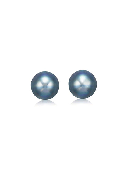 14k Yellow Gold Cultured Black Pearl Stud Earrings (7.0 mm) - Ellie Belle