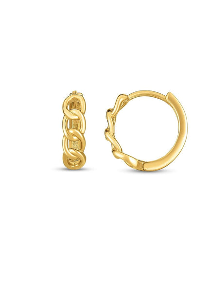 14k Yellow Gold Curb Huggie Hoop - Ellie Belle