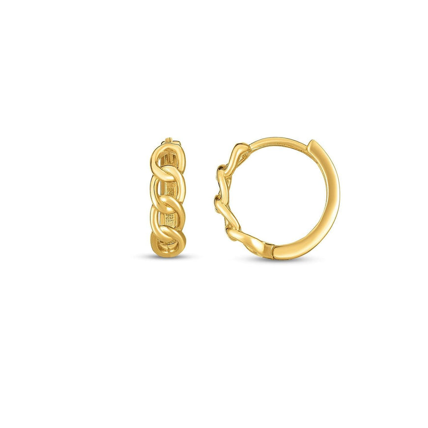 14k Yellow Gold Curb Huggie Hoop - Ellie Belle