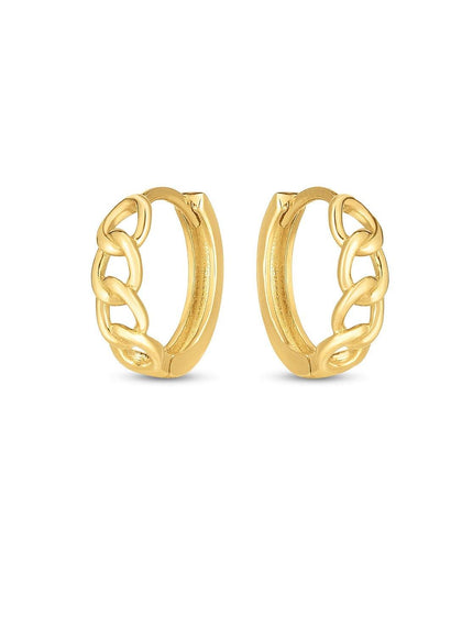 14k Yellow Gold Curb Huggie Hoop - Ellie Belle