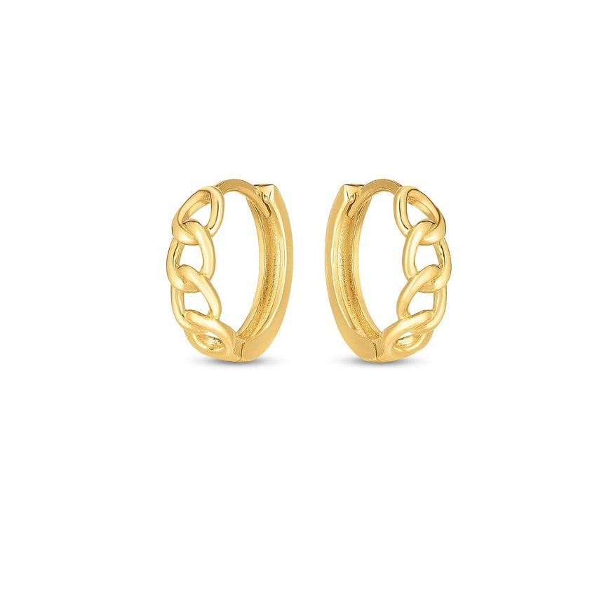 14k Yellow Gold Curb Huggie Hoop - Ellie Belle