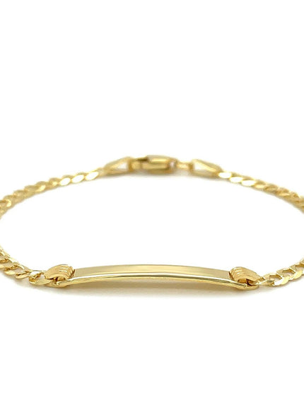 14k Yellow Gold Curb Link Style Children's ID Bracelet - Ellie Belle