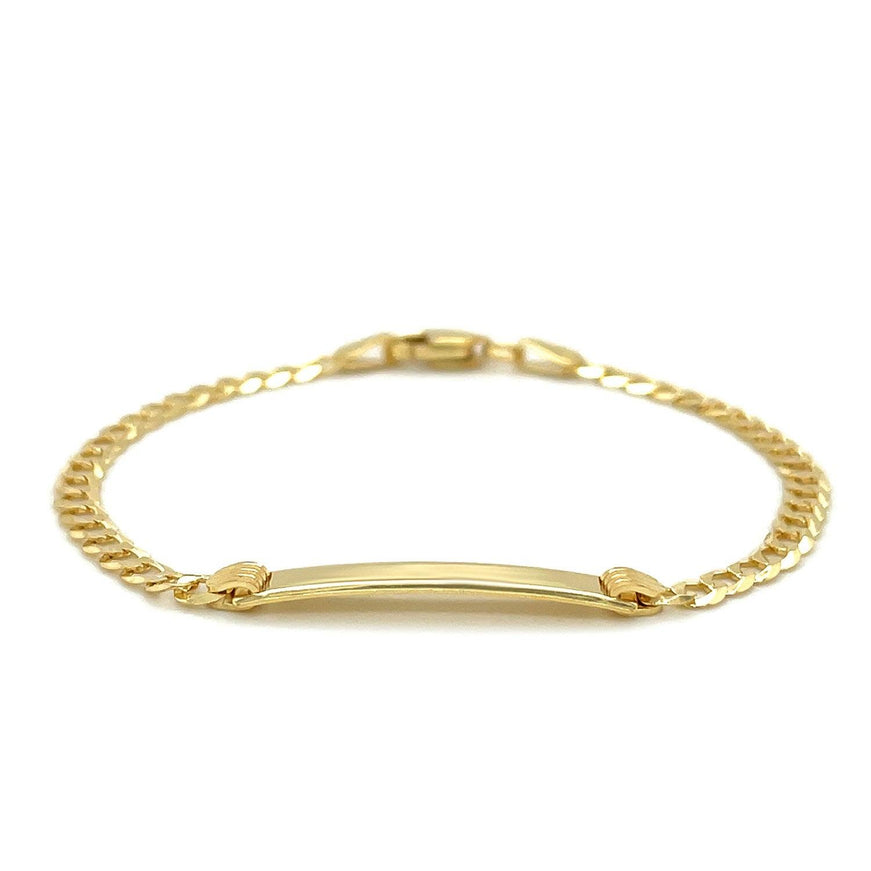 14k Yellow Gold Curb Link Style Children's ID Bracelet - Ellie Belle