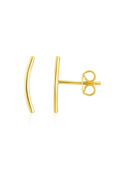 14k Yellow Gold Curve Climber Post Earrings - Ellie Belle