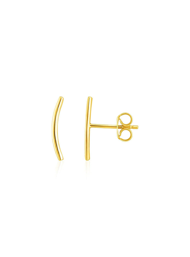 14k Yellow Gold Curve Climber Post Earrings - Ellie Belle