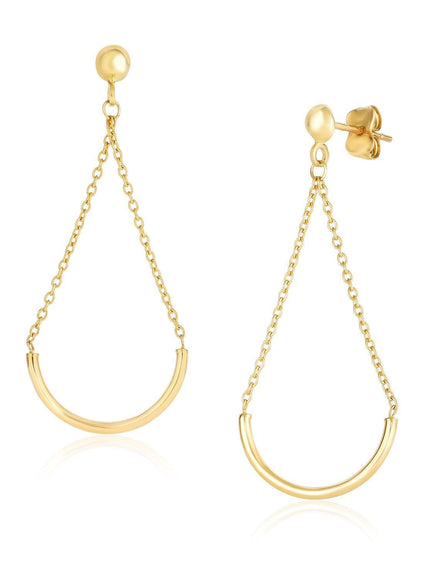 14k Yellow Gold Curved Chain Drop Earrings - Ellie Belle