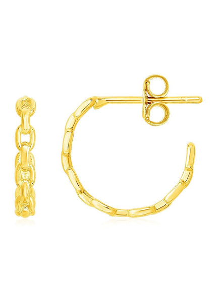 14k Yellow Gold Delicate Chain Hoop Earrings - Ellie Belle