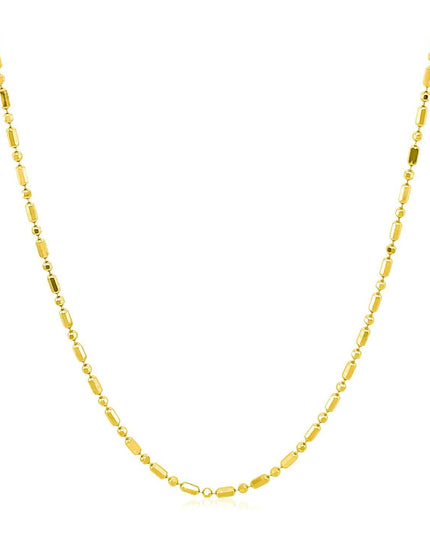 14k Yellow Gold Diamond-Cut Alternating Bead Chain 1.2mm - Ellie Belle
