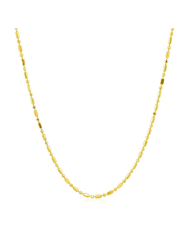 14k Yellow Gold Diamond-Cut Alternating Bead Chain 1.2mm - Ellie Belle