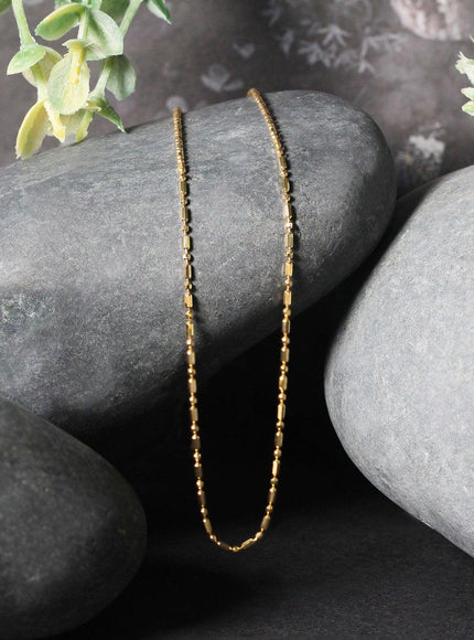 14k Yellow Gold Diamond-Cut Alternating Bead Chain 1.2mm - Ellie Belle