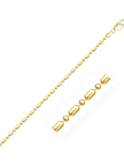 14k Yellow Gold Diamond-Cut Alternating Bead Chain 1.5mm - Ellie Belle