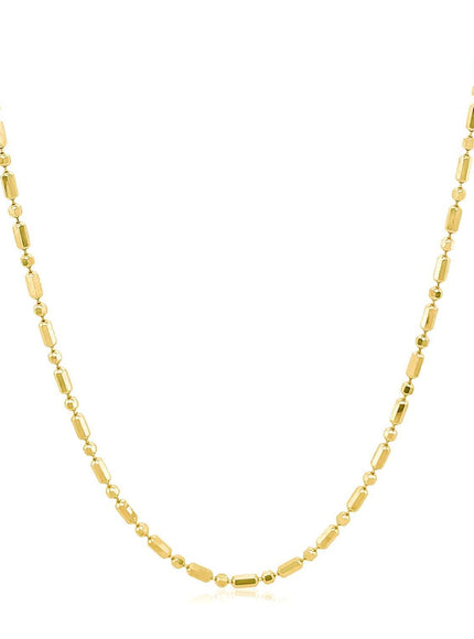 14k Yellow Gold Diamond-Cut Alternating Bead Chain 1.5mm - Ellie Belle