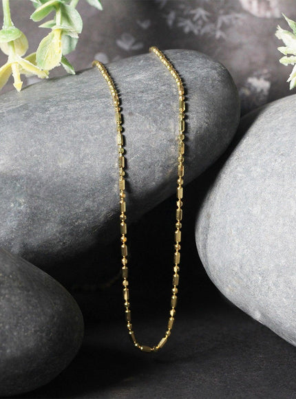 14k Yellow Gold Diamond-Cut Alternating Bead Chain 1.5mm - Ellie Belle