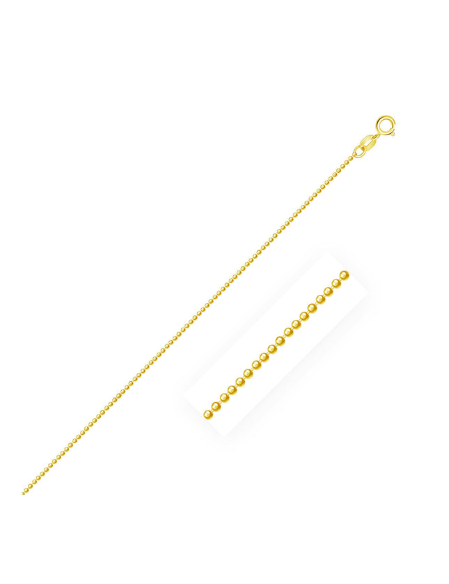 14k Yellow Gold Diamond-Cut Bead Chain 1.0mm - Ellie Belle