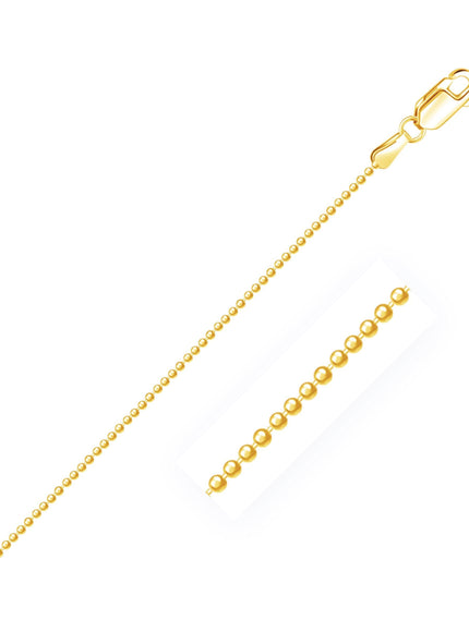 14k Yellow Gold Diamond-Cut Bead Chain 1.2mm - Ellie Belle