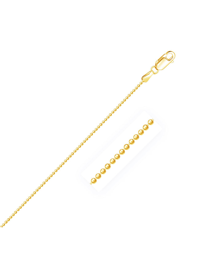 14k Yellow Gold Diamond-Cut Bead Chain 1.2mm - Ellie Belle