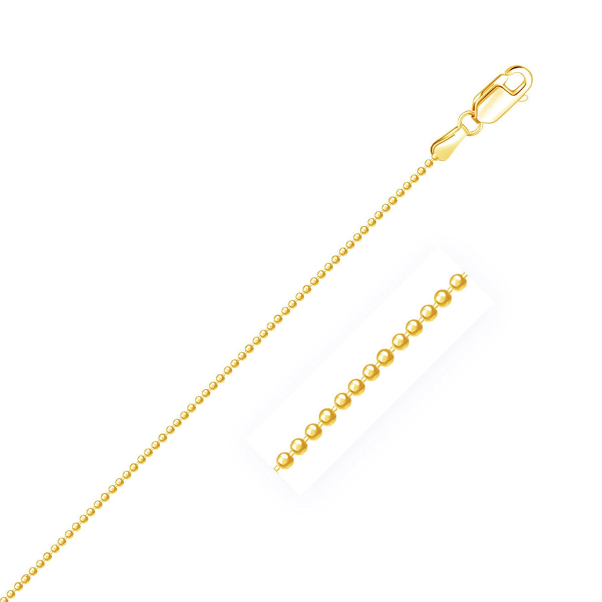 14k Yellow Gold Diamond-Cut Bead Chain 1.2mm - Ellie Belle