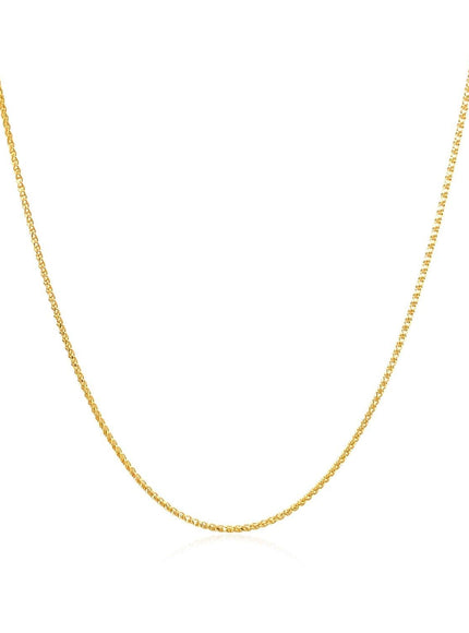 14k Yellow Gold Diamond Cut Round Wheat Chain 0.6mm - Ellie Belle