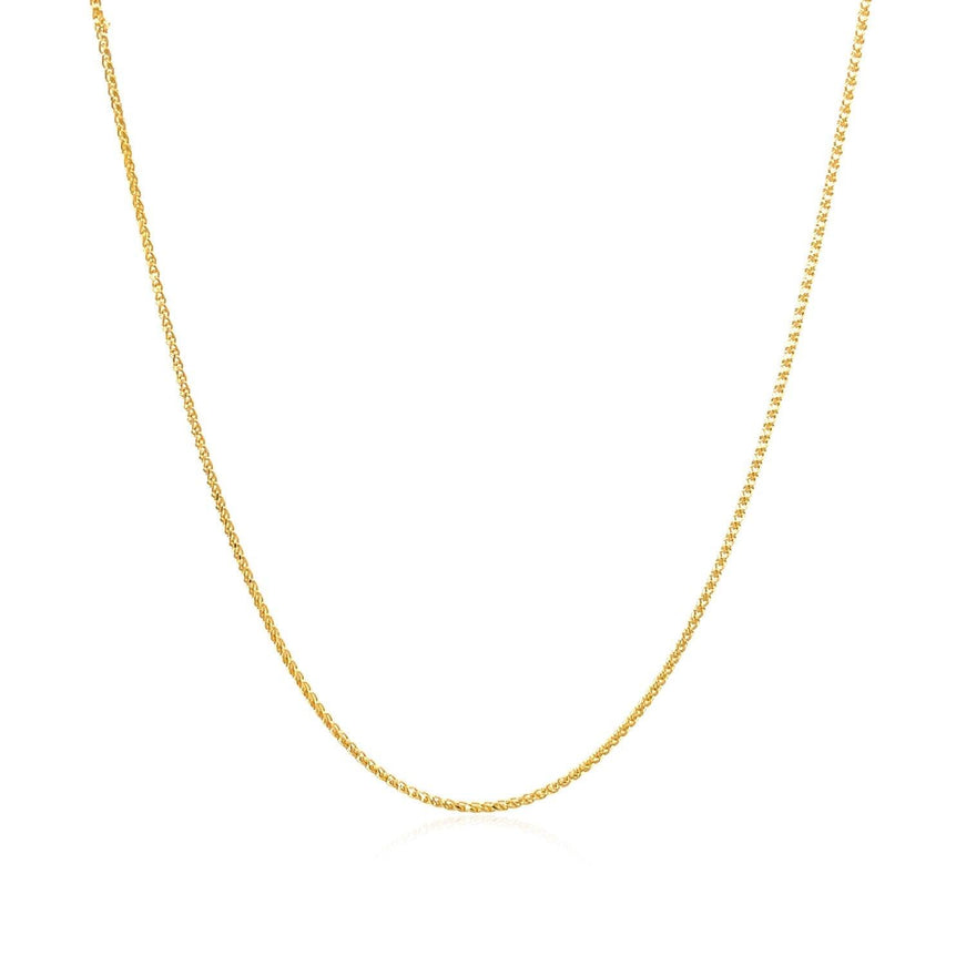 14k Yellow Gold Diamond Cut Round Wheat Chain 0.6mm - Ellie Belle