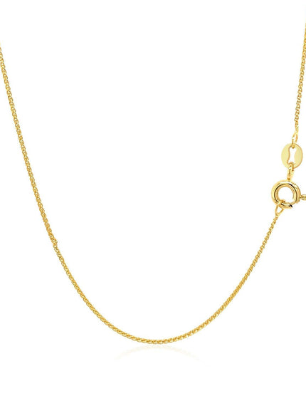 14k Yellow Gold Diamond Cut Round Wheat Chain 0.6mm - Ellie Belle