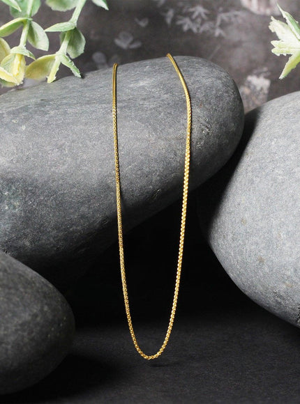 14k Yellow Gold Diamond Cut Round Wheat Chain 0.6mm - Ellie Belle