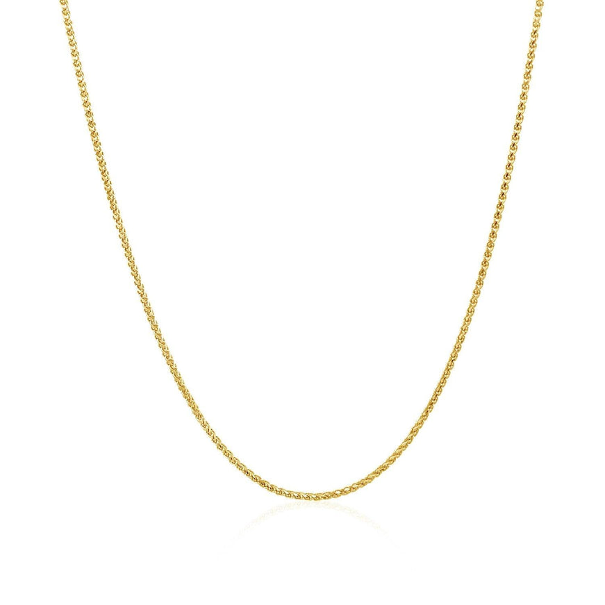 14k Yellow Gold Diamond Cut Round Wheat Chain 1.0mm - Ellie Belle