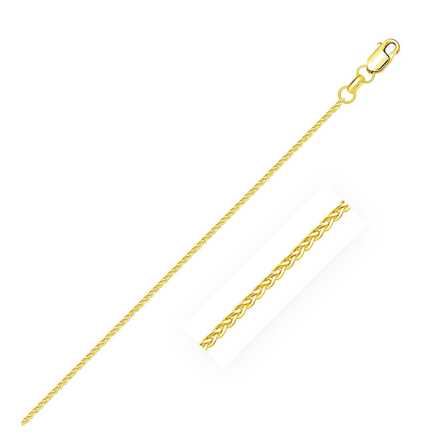 14k Yellow Gold Diamond Cut Round Wheat Chain 1.1mm - Ellie Belle