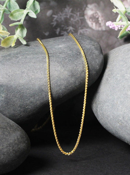 14k Yellow Gold Diamond Cut Round Wheat Chain 1.1mm - Ellie Belle