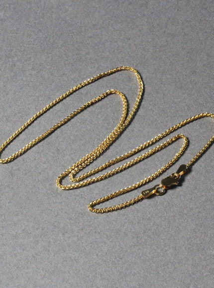 14k Yellow Gold Diamond Cut Round Wheat Chain 1.1mm - Ellie Belle