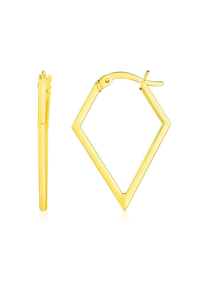 14K Yellow Gold Diamond Motif Hoop Earrings - Ellie Belle