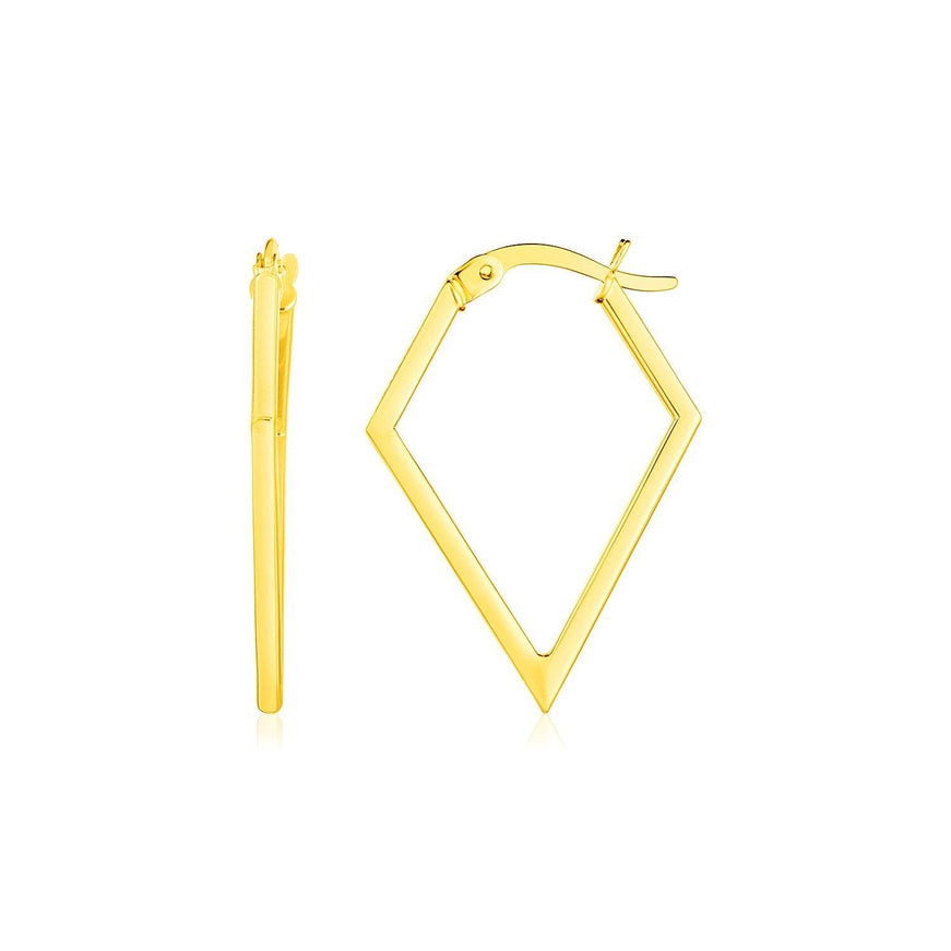 14K Yellow Gold Diamond Motif Hoop Earrings - Ellie Belle